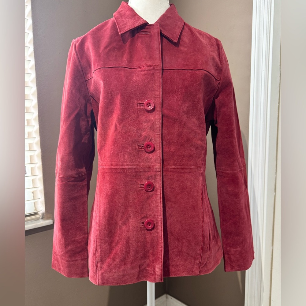 Vintage Dark Rust Leather Blazer Jacket